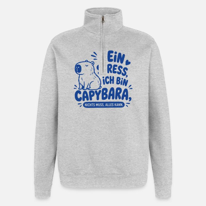 Kein Stress ich bin Capybara - Quarter-Zip-Sweatshirt - Grau meliert