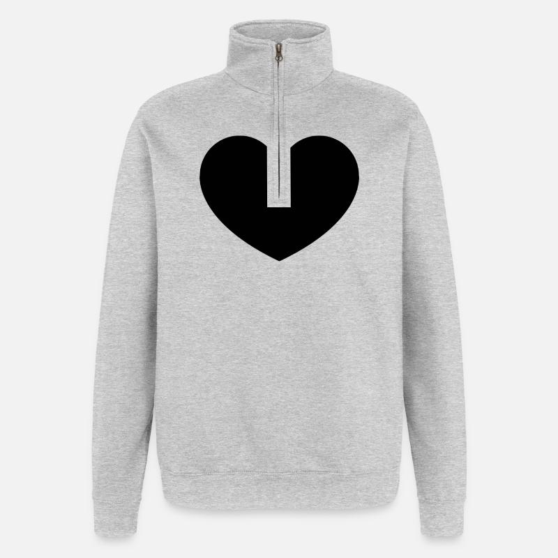 Cœur - Sweat à zip 1/4 - gris chiné