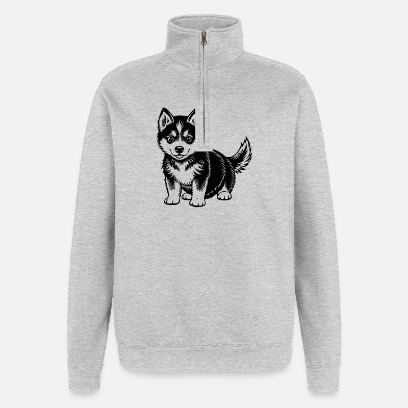 PETIT HUSKY MIGNON - Sweat à zip 1/4 - gris chiné