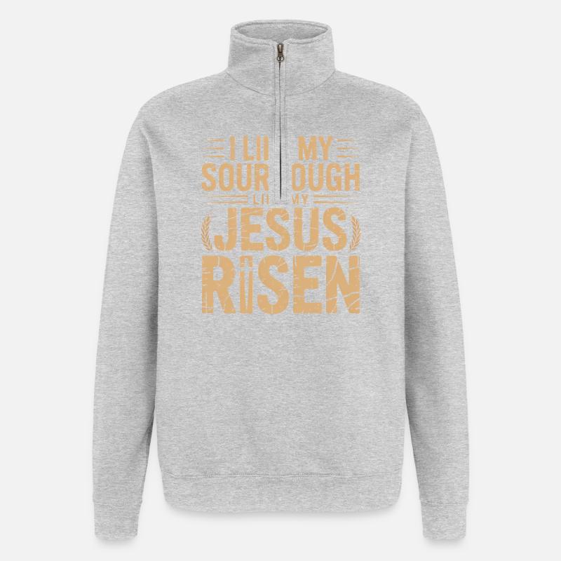 Sourdough Risen Pun Tee - Quarter-Zip Sweatshirt - heather grey