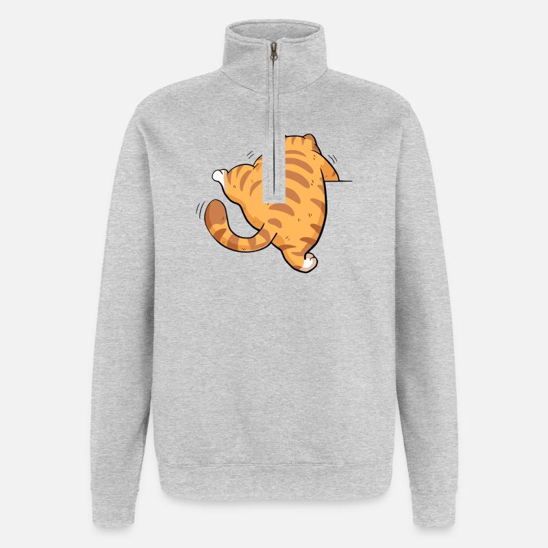 Back view tabby kitten - Quarter-Zip Sweatshirt - heather grey