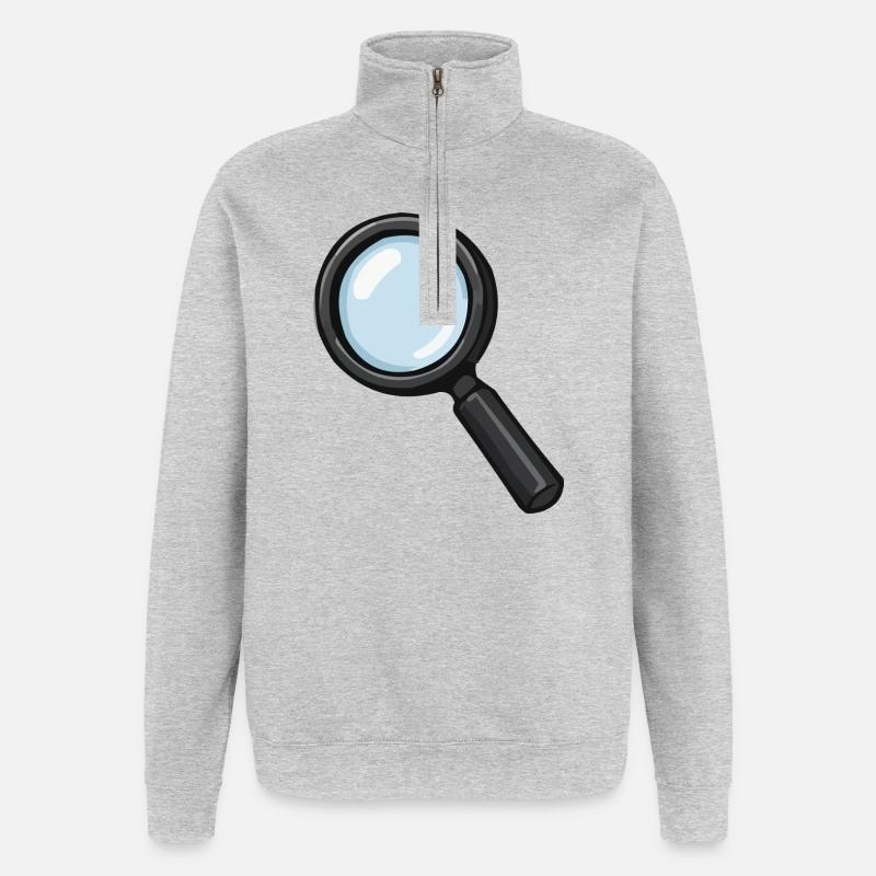 Loupe Illustration Loupe - Sweat à zip 1/4 - gris chiné