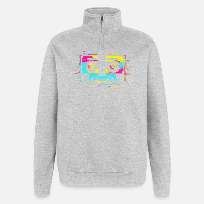 90er Kassette - Quarter-Zip-Sweatshirt - Grau meliert