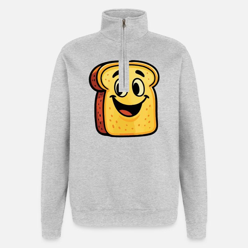 Kawaii Toast mit Rucksack - Quarter-Zip-Sweatshirt - Grau meliert