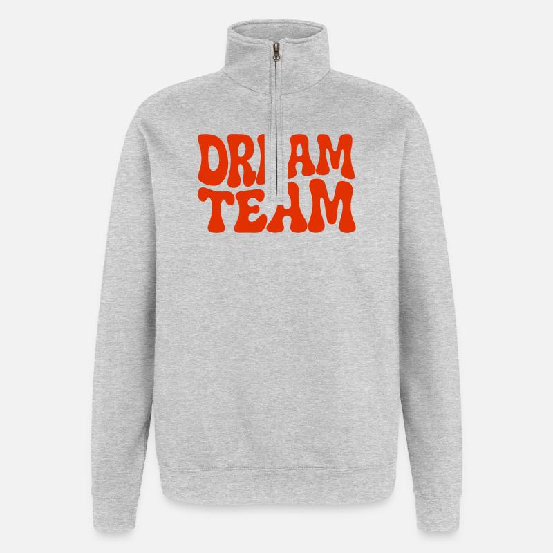 Équipe de rêve - Sweat à zip 1/4 - gris chiné
