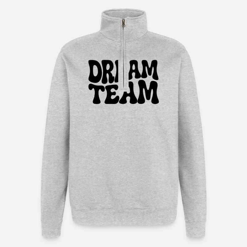 Dream Team siebziger funky groovy  - Quarter-Zip-Sweatshirt - Grau meliert