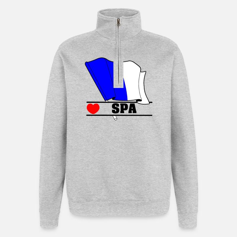 Love Spa Belgien - Quarter-Zip-Sweatshirt - Grau meliert
