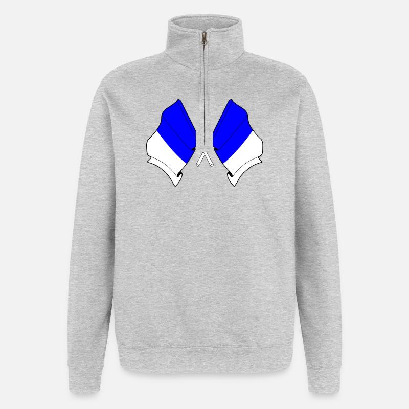 Spa Twin Flags - Sweat à zip 1/4 - gris chiné