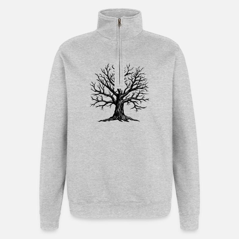 Arbre mort - Sweat à zip 1/4 - gris chiné
