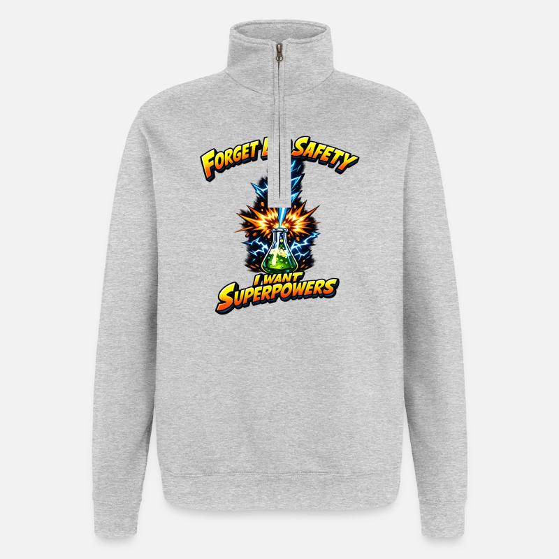 Forgetting lab safety – superpowers - Quarter-Zip Sweatshirt - heather grey