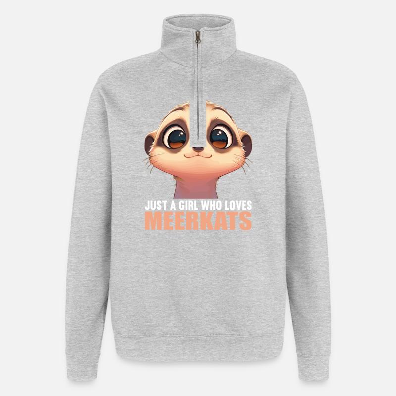 Meerkat Erdmännchen - Quarter-Zip-Sweatshirt - Grau meliert