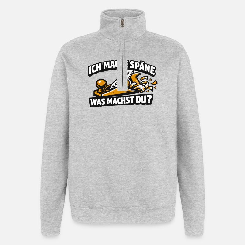 Ich mache Späne Was Machst Du - Quarter-Zip-Sweatshirt - Grau meliert