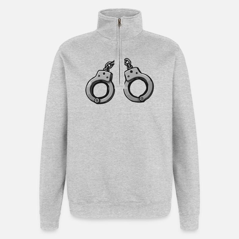Handschellen Grafik - Quarter-Zip-Sweatshirt - Grau meliert
