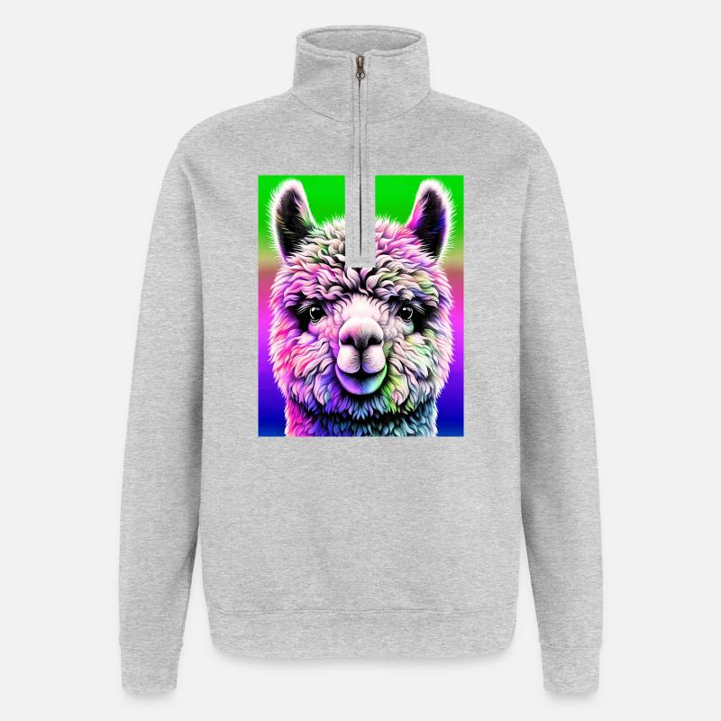 Alpaga - Sweat à zip 1/4 - gris chiné