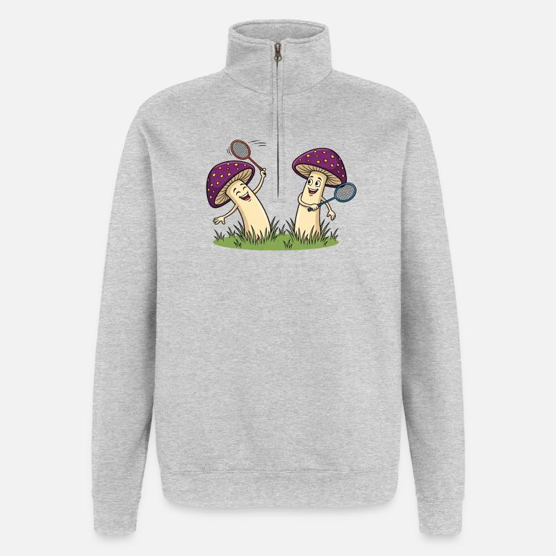 Volant - Sweat à zip 1/4 - gris chiné