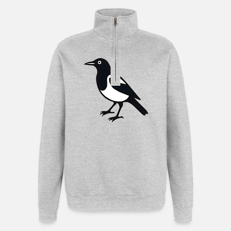 Elster Vogel - Quarter-Zip-Sweatshirt - Grau meliert