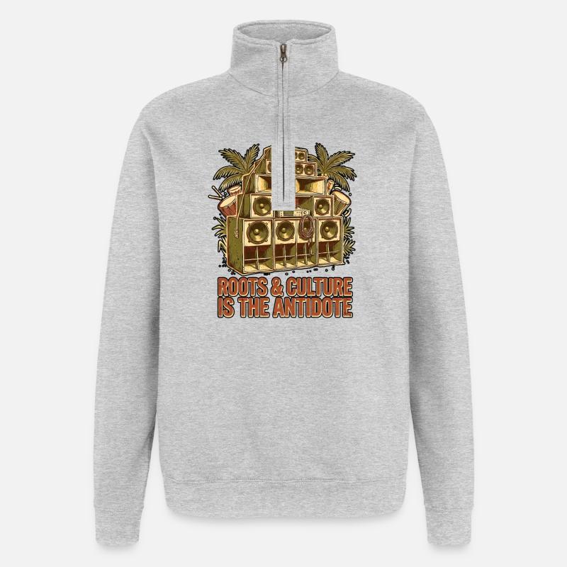 L’antidote, c’est les Racines - Sweat à zip 1/4 - gris chiné