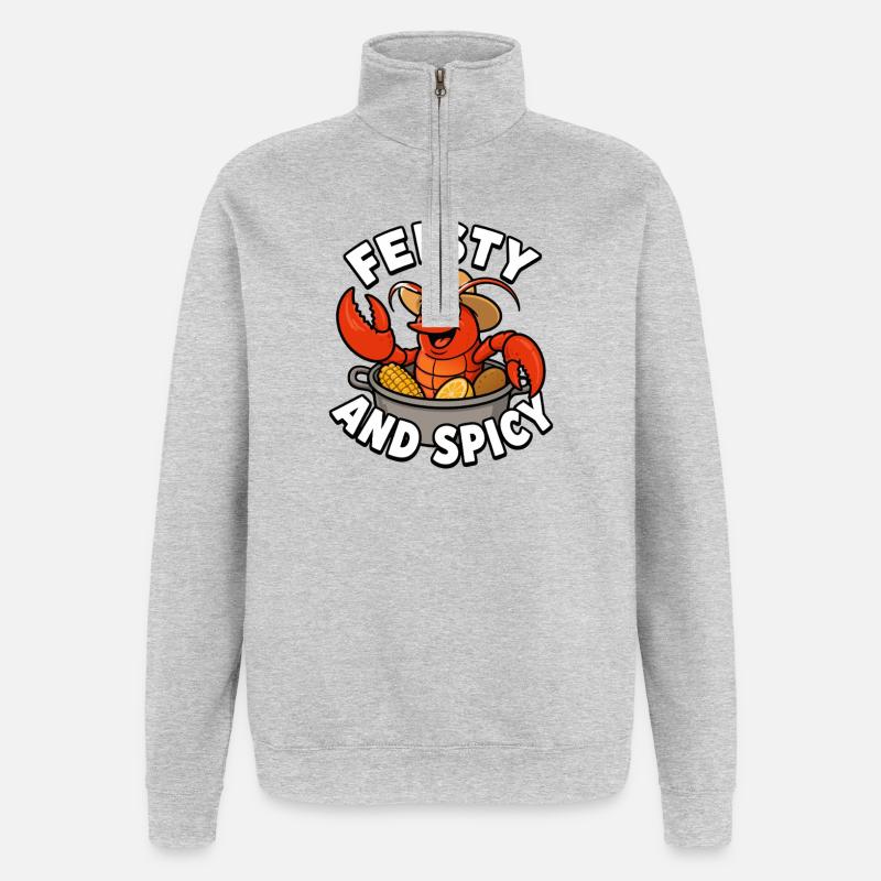 Nourriture épicée et épicée pour femmes - Sweat à zip 1/4 - gris chiné