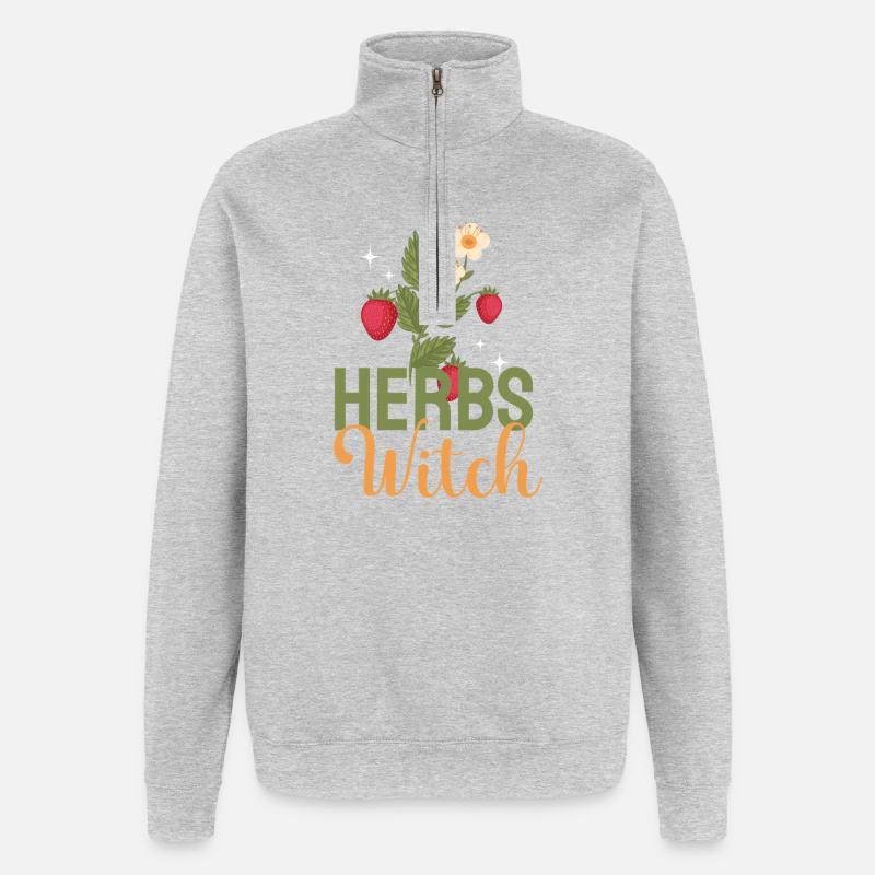 Herbs Witch Floral - Quarter-Zip-Sweatshirt - Grau meliert