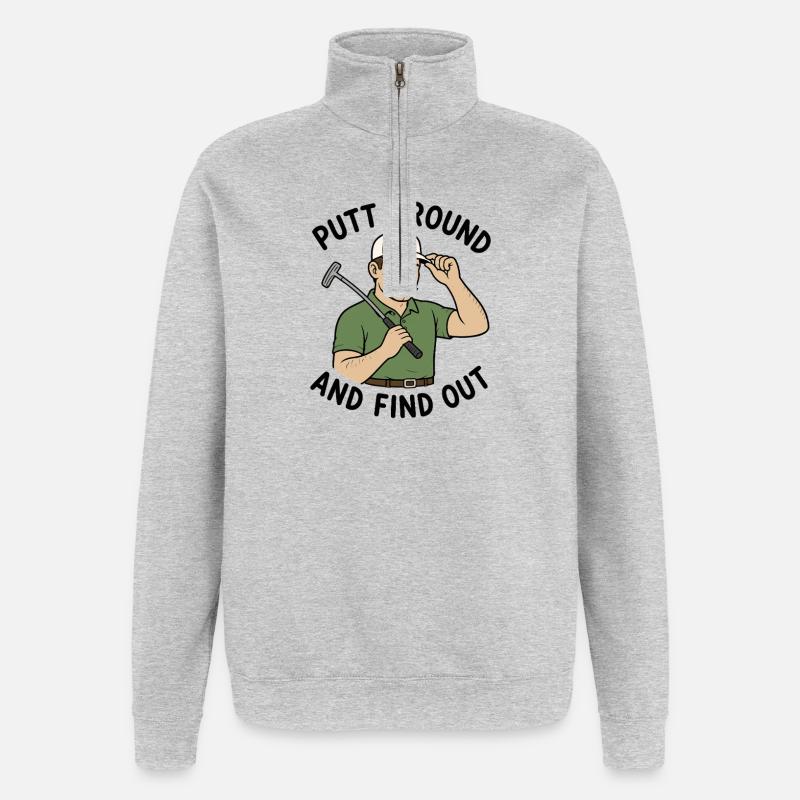 Putt un peu et découvre : - Sweat à zip 1/4 - gris chiné