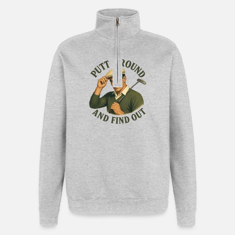 Putt un peu et découvre : - Sweat à zip 1/4 - gris chiné
