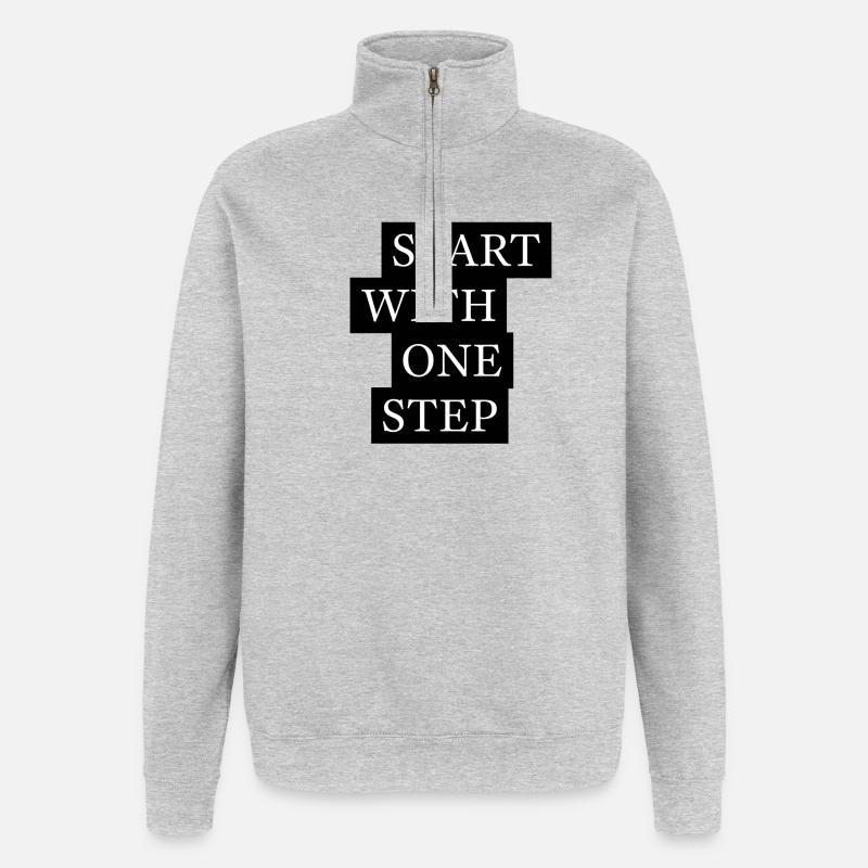 Start With One Step Motivation - Quarter-Zip-Sweatshirt - Grau meliert
