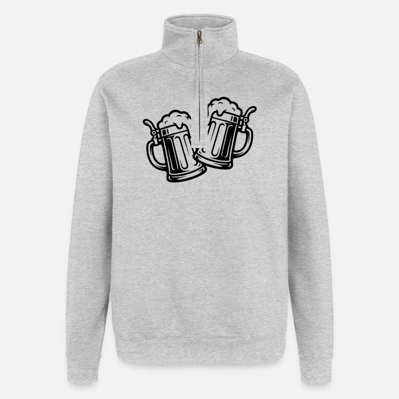 Bier Prost Symbol - Quarter-Zip-Sweatshirt - Grau meliert