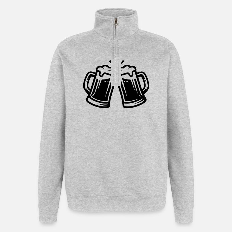 Bier Anstoßen Bierkrug - Quarter-Zip-Sweatshirt - Grau meliert