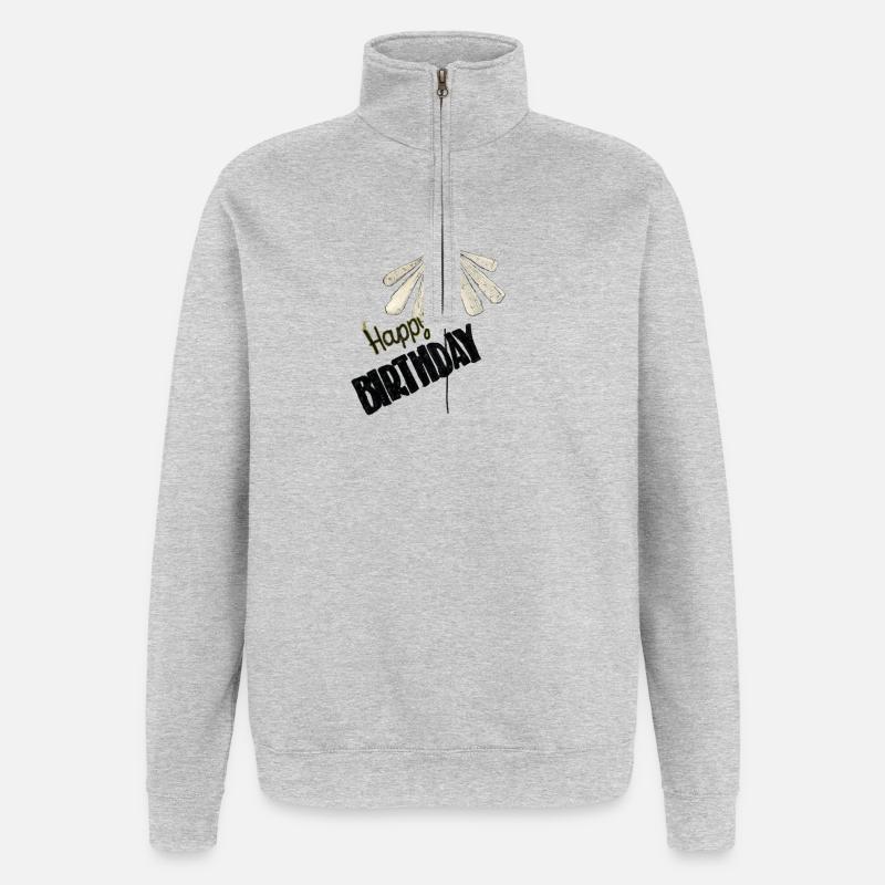 Anniversaire - Sweat à zip 1/4 - gris chiné