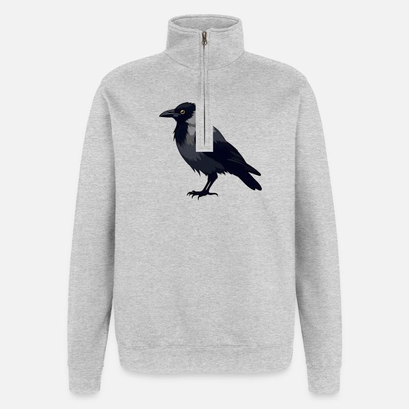 Corbeau noir - Sweat à zip 1/4 - gris chiné