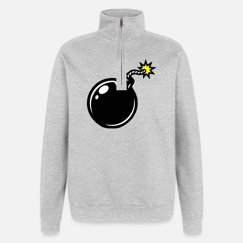 Bombe Comic - Quarter-Zip-Sweatshirt - Grau meliert