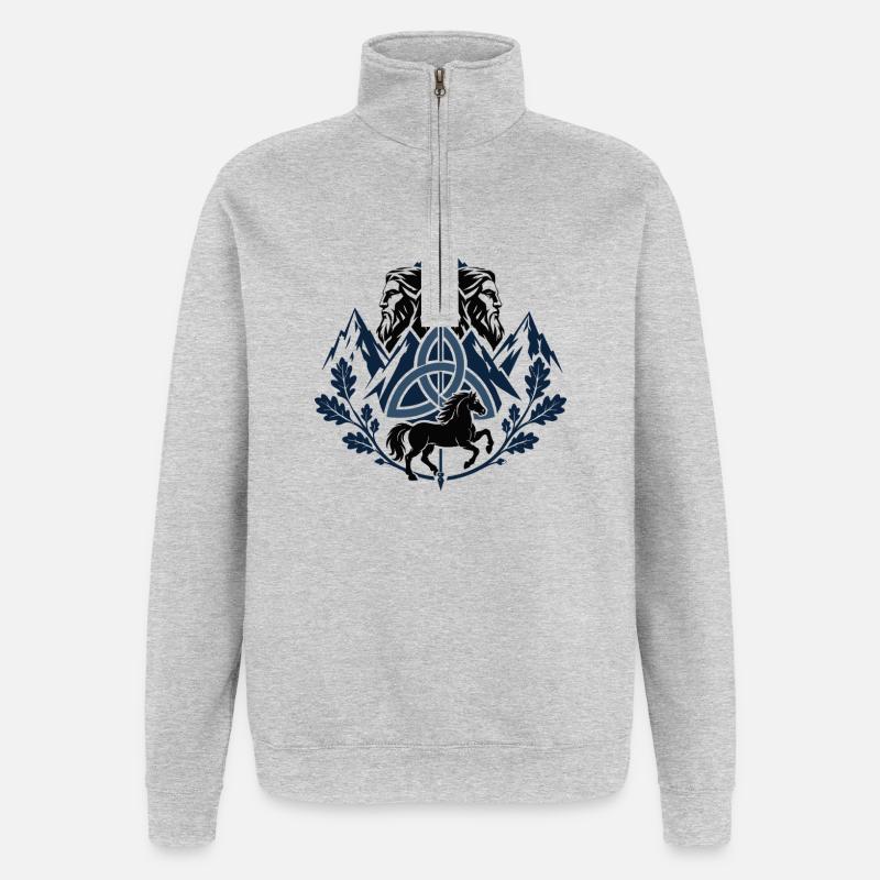 Emblème slave de Triglav - Sweat à zip 1/4 - gris chiné
