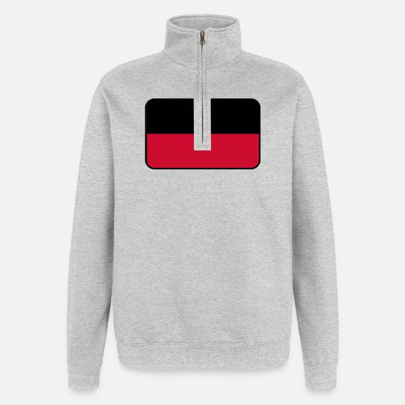 Emblème du drapeau de Nimègue - Sweat à zip 1/4 - gris chiné