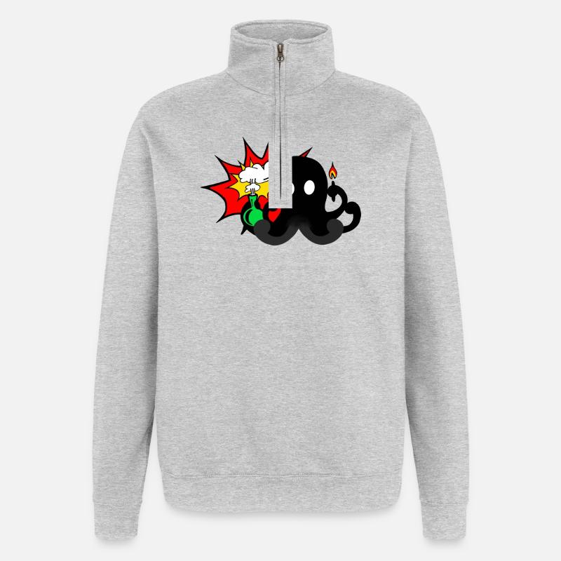 Wissenschafts-Explosion  - Quarter-Zip-Sweatshirt - Grau meliert