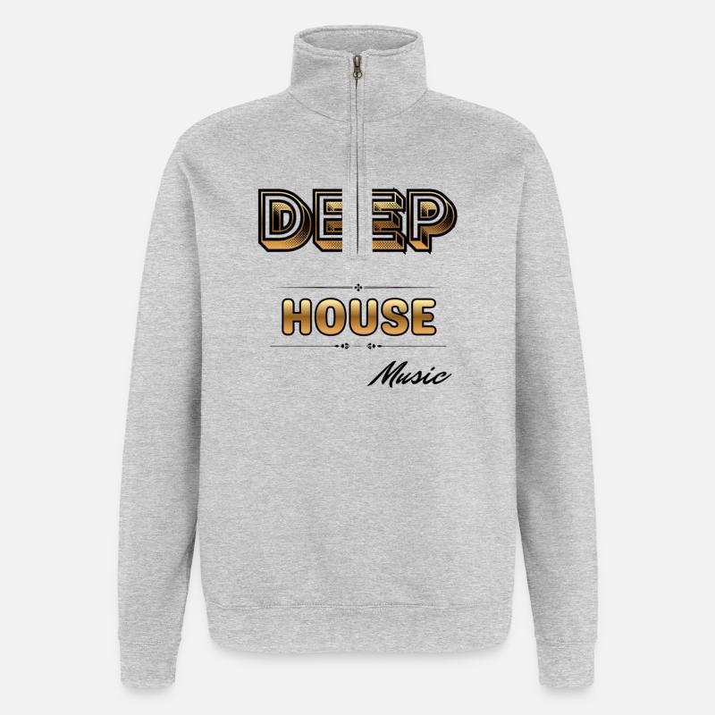 Deep House. - Quarter-Zip-Sweatshirt - Grau meliert
