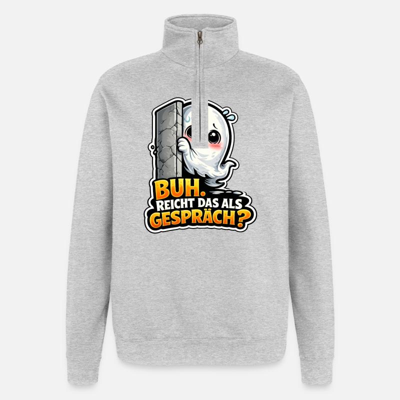 Funny Ghost - Quarter-Zip-Sweatshirt - Grau meliert