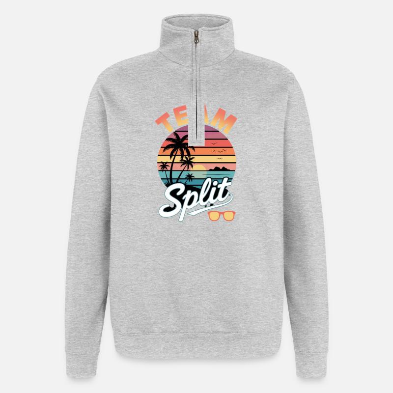Équipe Split Sunset Tropics - Sweat à zip 1/4 - gris chiné