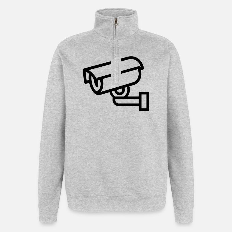 caméra - Sweat à zip 1/4 - gris chiné