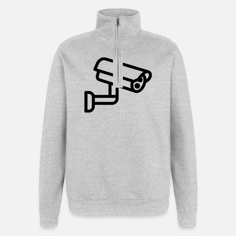 Kamera - Quarter-Zip-Sweatshirt - Grau meliert