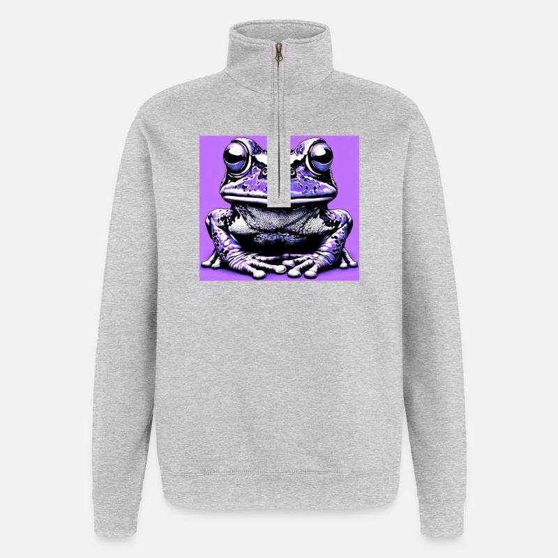 grenouille - Sweat à zip 1/4 - gris chiné