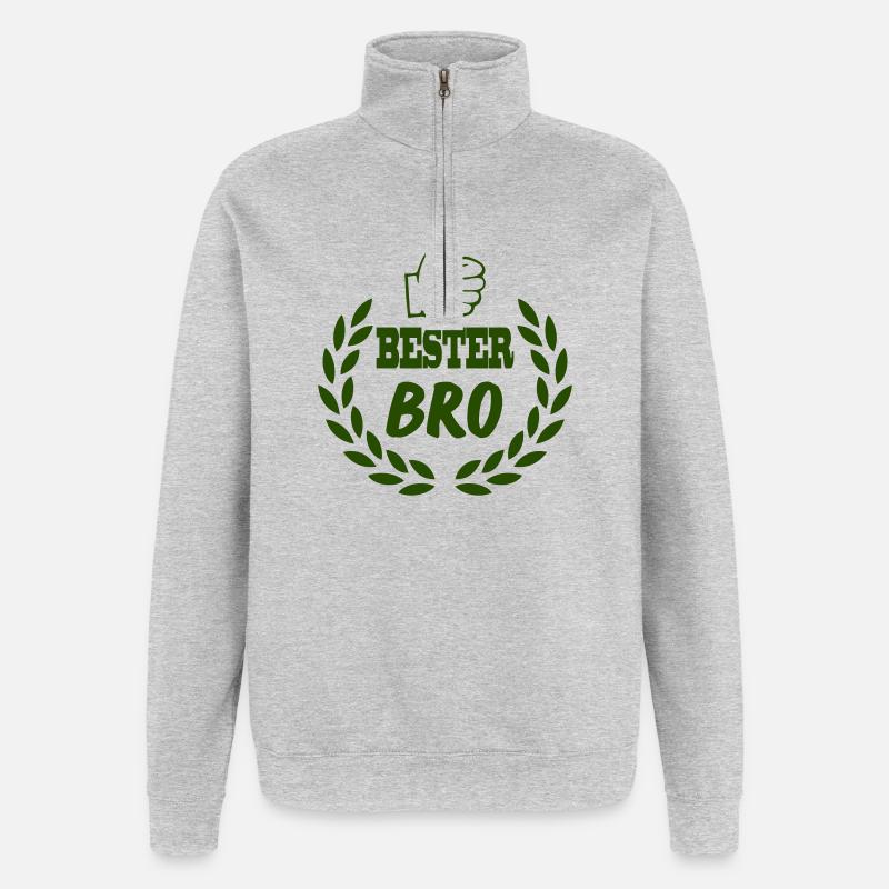 bester_bro - Sweat à zip 1/4 - gris chiné