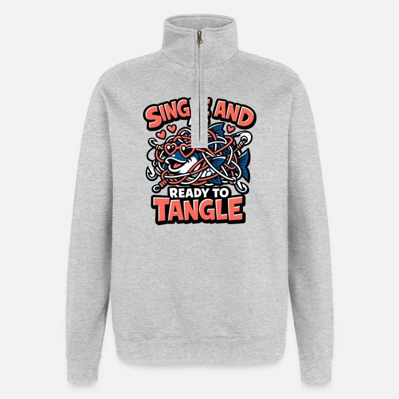 Single and Ready to Tangle - Quarter-Zip Sweatshirt - heather grey