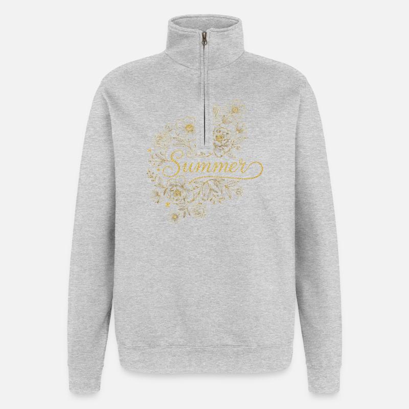 Été des Fleurs Dorées - Sweat à zip 1/4 - gris chiné