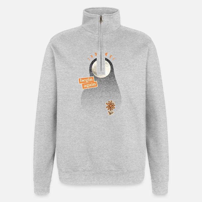 New beginning: begin again - Quarter-Zip Sweatshirt - heather grey