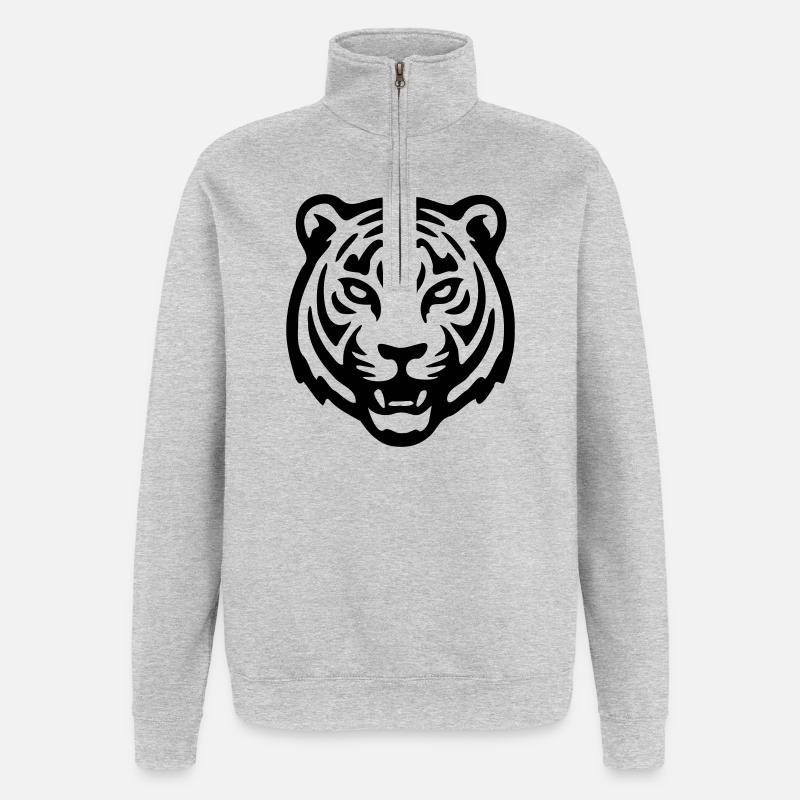 tiger head - Quarter-Zip Sweatshirt - heather grey