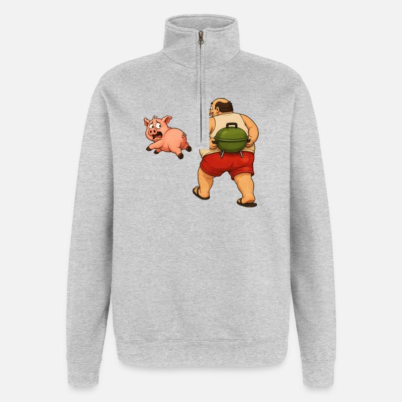 Barbecuing is fun - Quarter-Zip Sweatshirt - heather grey