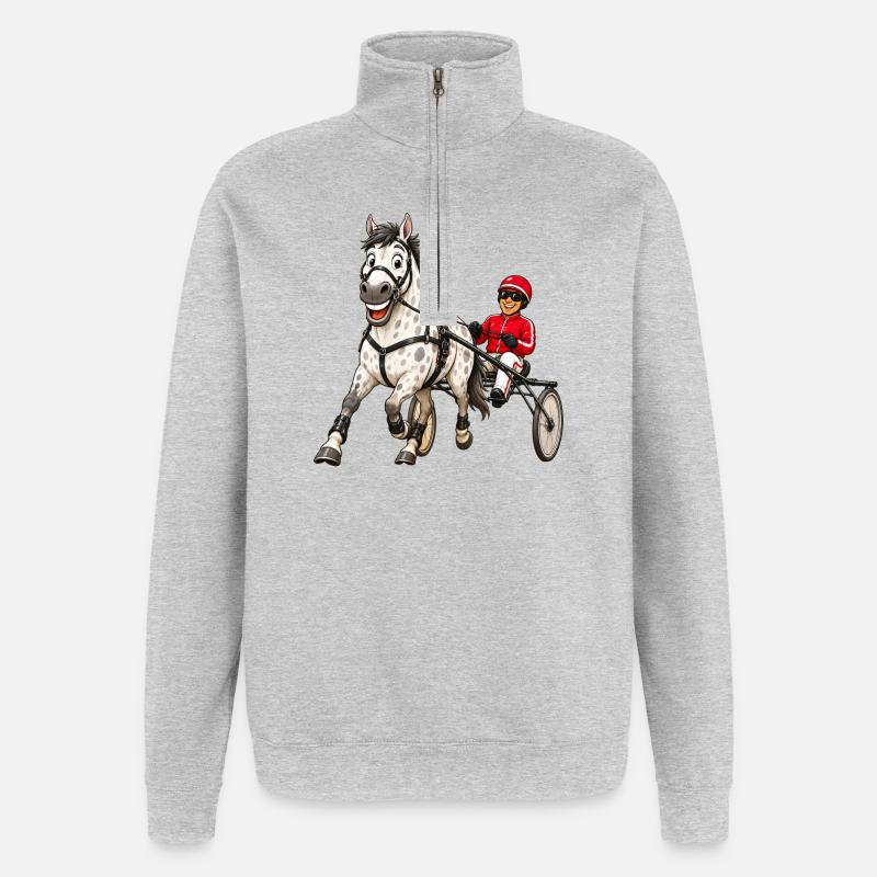 Trotter funny - Quarter-Zip Sweatshirt - heather grey