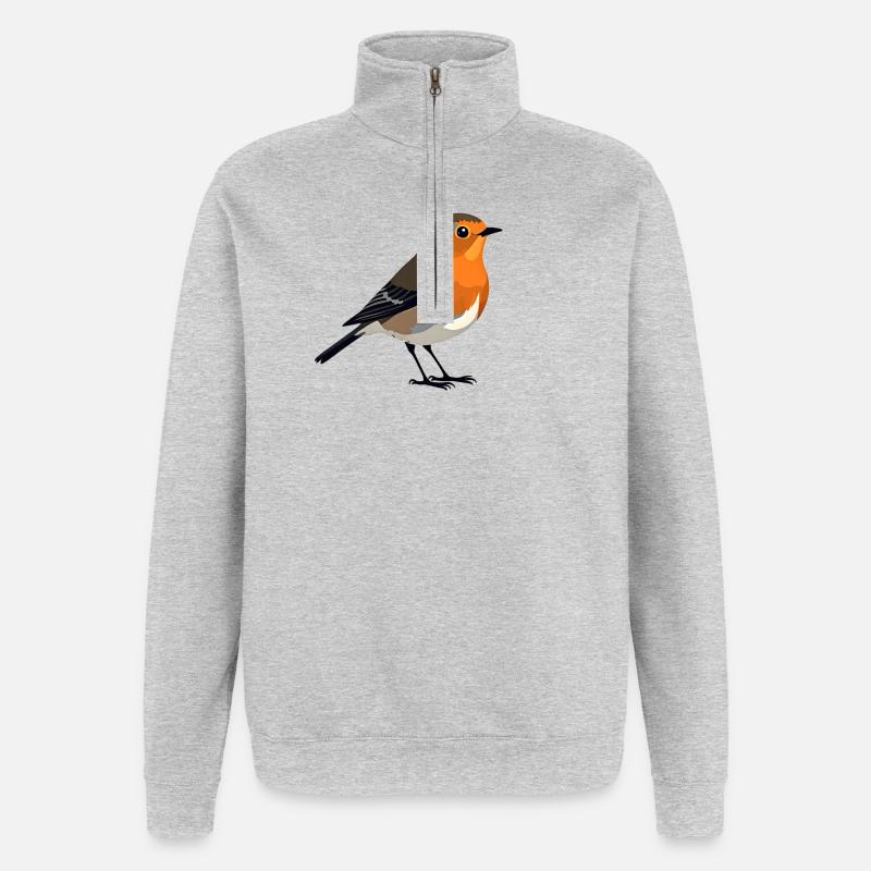 Rotkehlchen - Quarter-Zip-Sweatshirt - Grau meliert