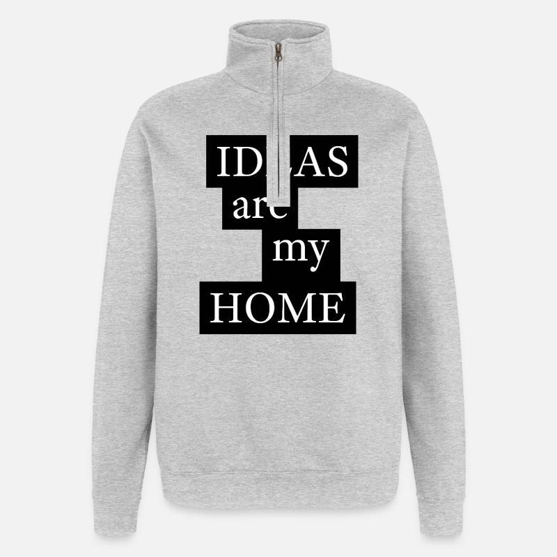 LES IDÉES sont MA MAISON - Sweat à zip 1/4 - gris chiné
