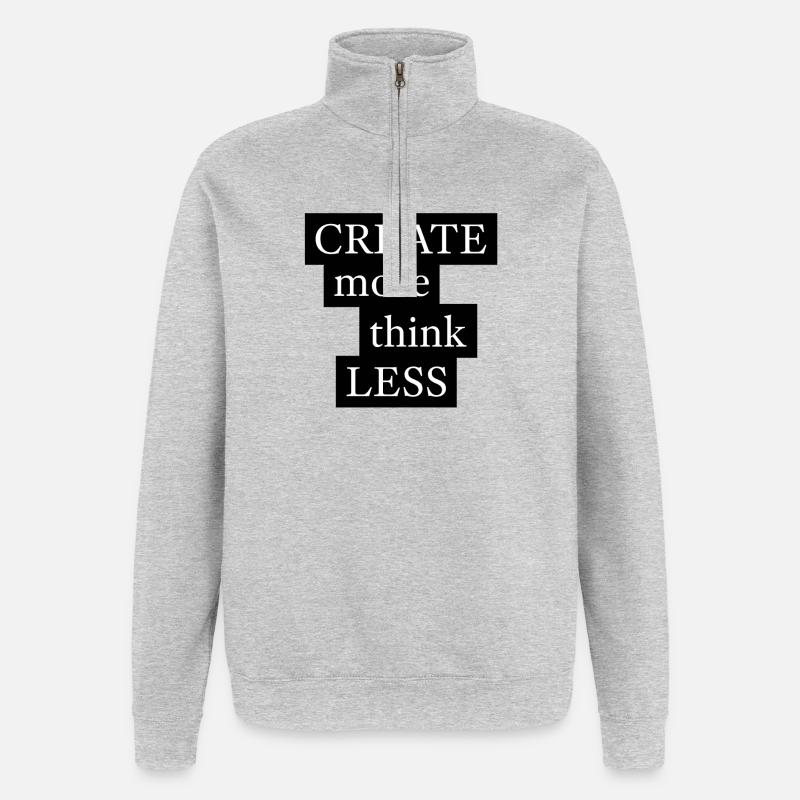 CREATE more think LESS - Quarter-Zip-Sweatshirt - Grau meliert
